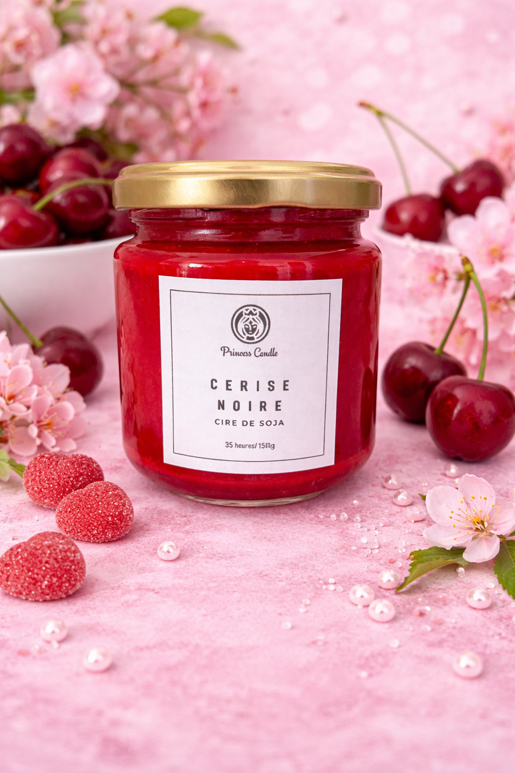 Bougie au parfum de cerise noire