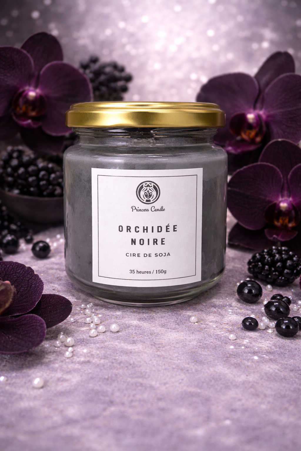 Bougie au parfum d'orchidée noire