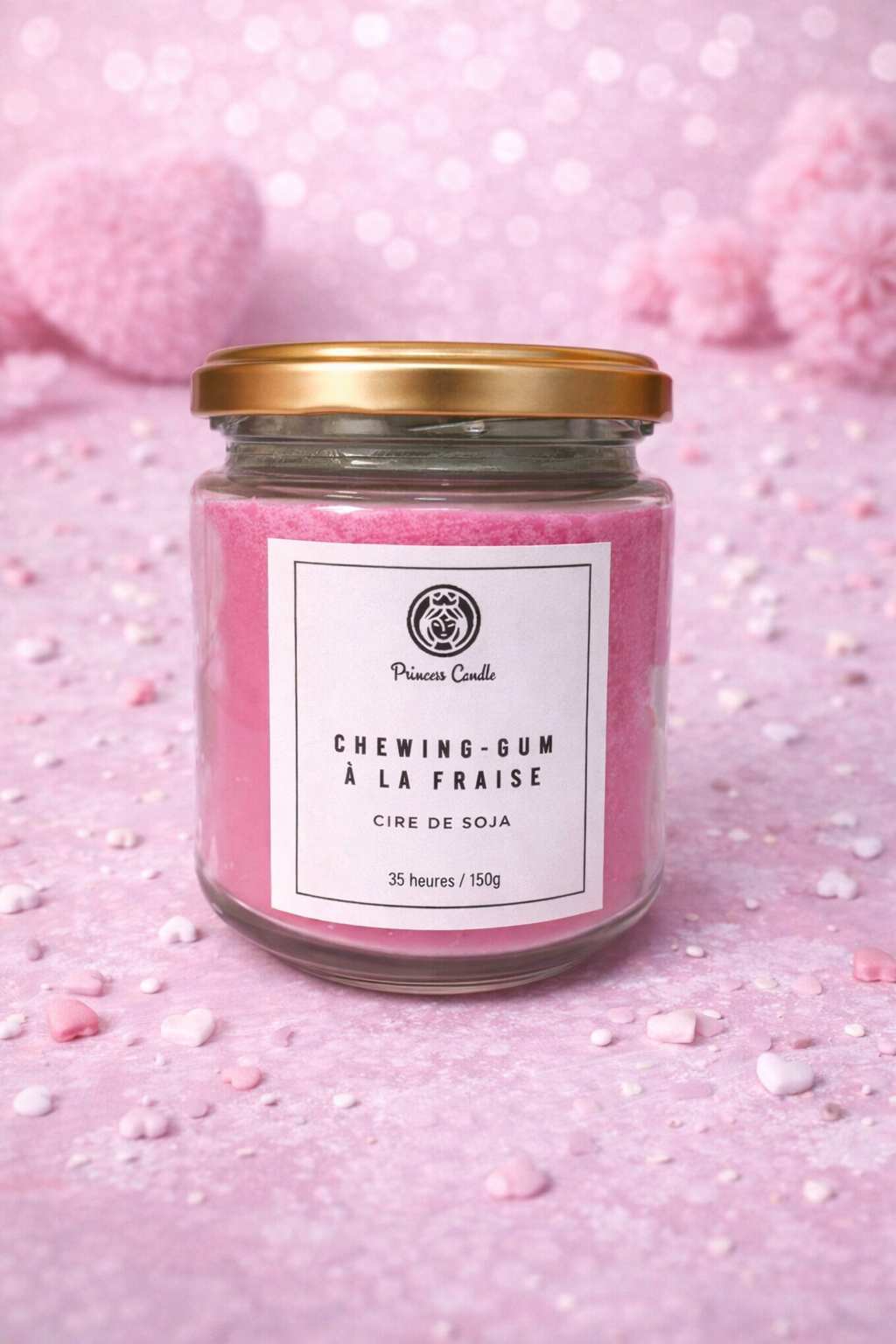 Bougie au parfum de chewing-gum à la fraise